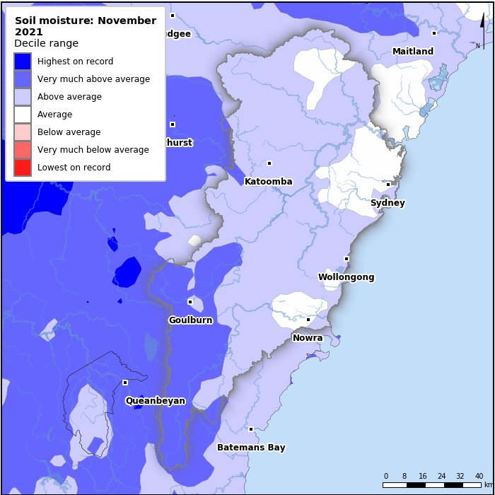 Soil moisture deciles: November 2021