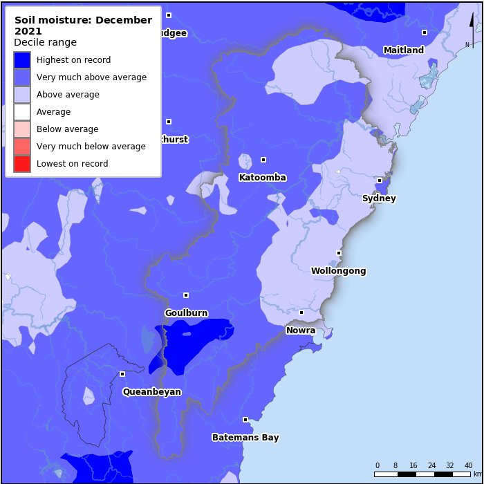 Soil moisture deciles: December 2021