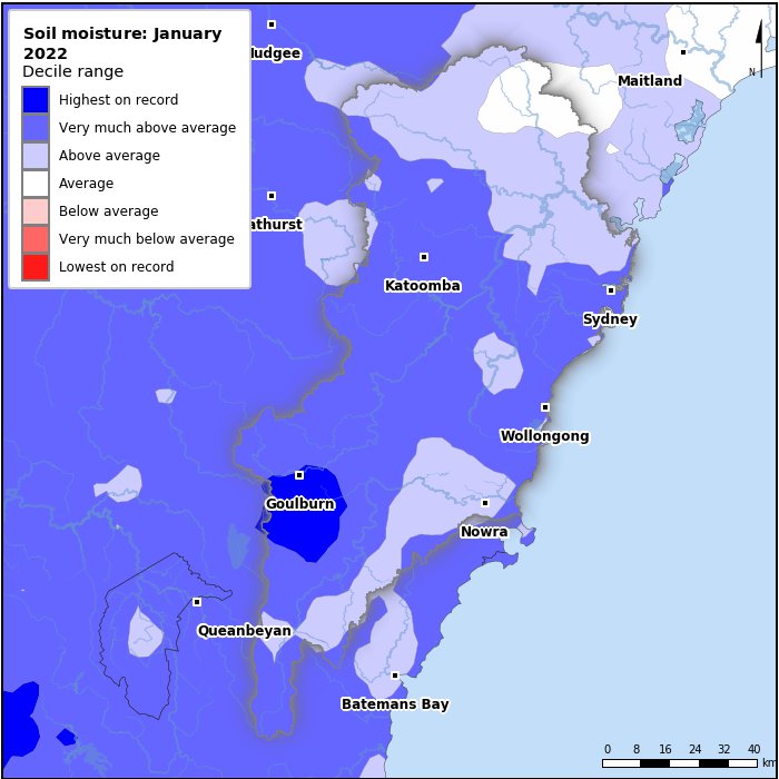 Soil moisture deciles: January 2022
