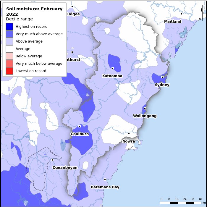 Soil moisture deciles: February 2022