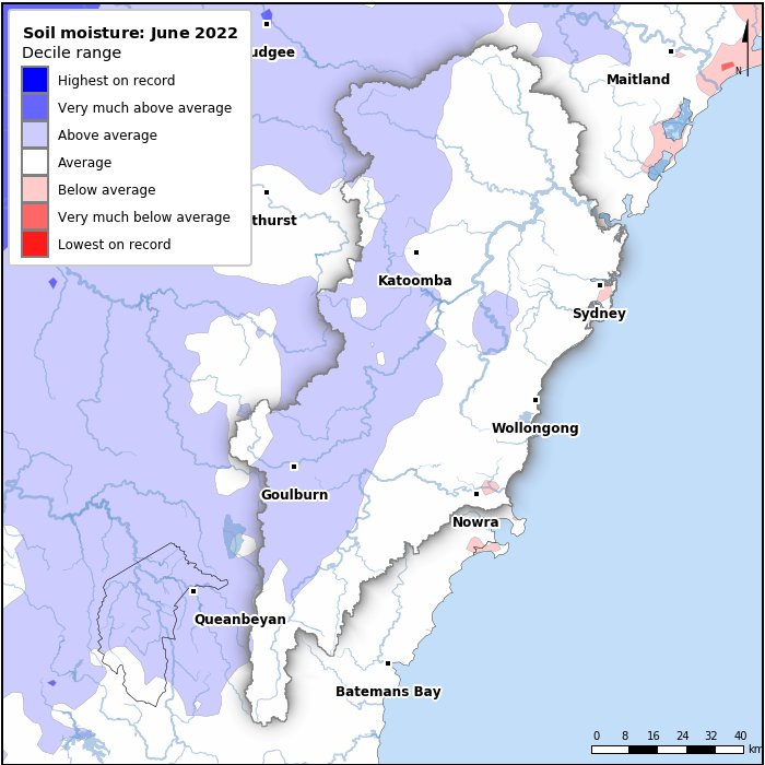 Soil moisture deciles: June 2022