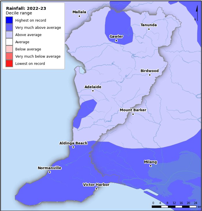 Rainfall deciles: July 2022–June 2023