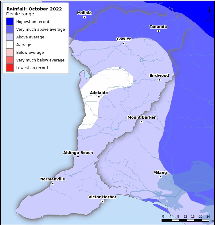 Rainfall deciles: October 2022