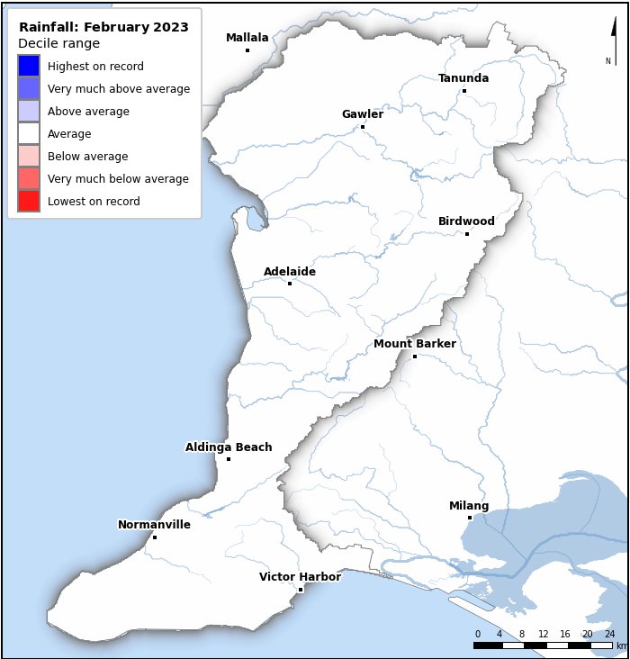 Rainfall deciles: February 2023