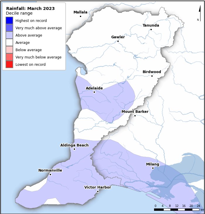 Rainfall deciles: March 2023