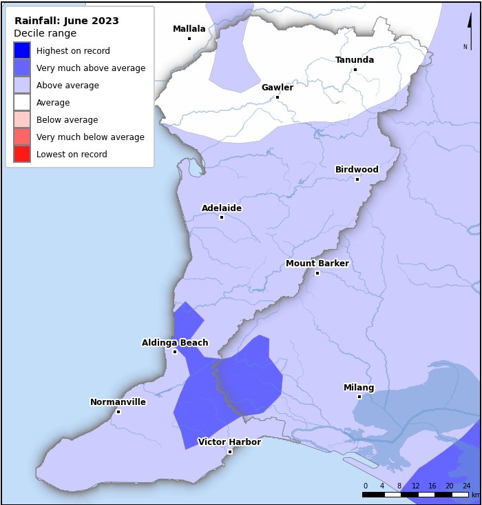 Rainfall deciles: June 2023