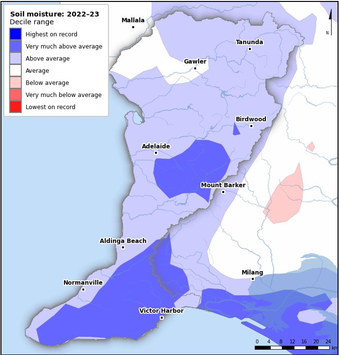 Soil moisture deciles: July 2022–June 2023