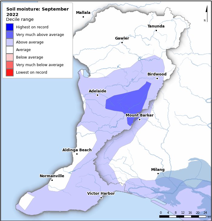 Soil moisture deciles: September 2022
