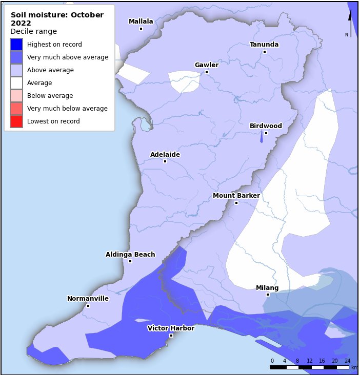 Soil moisture deciles: October 2022