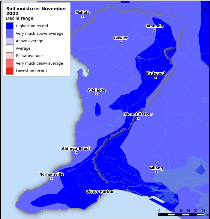 Soil moisture deciles: November 2022