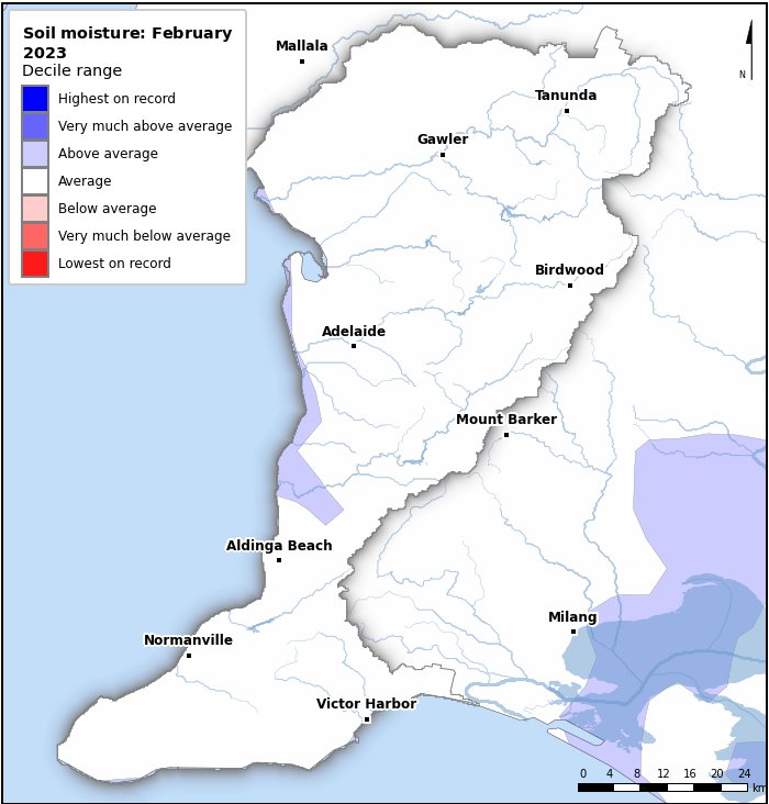 Soil moisture deciles: February 2023