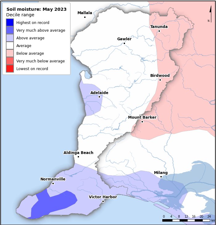 Soil moisture deciles: May 2023
