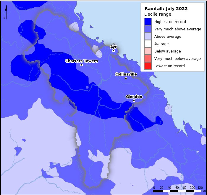 Rainfall deciles: July 2022