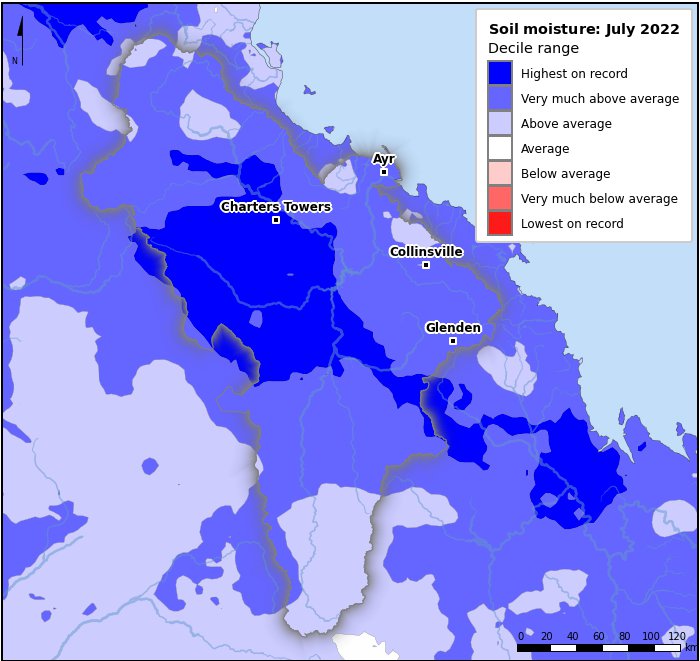Soil moisture deciles: July 2022