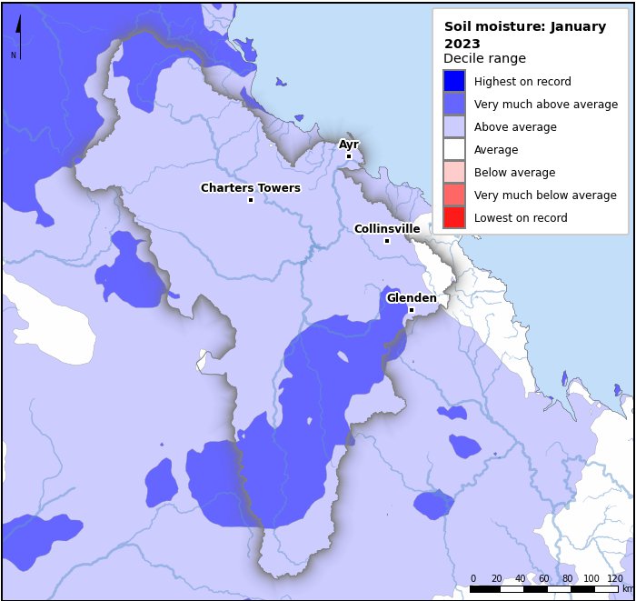 Soil moisture deciles: January 2023