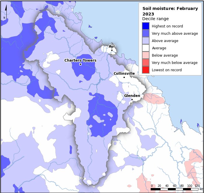 Soil moisture deciles: February 2023
