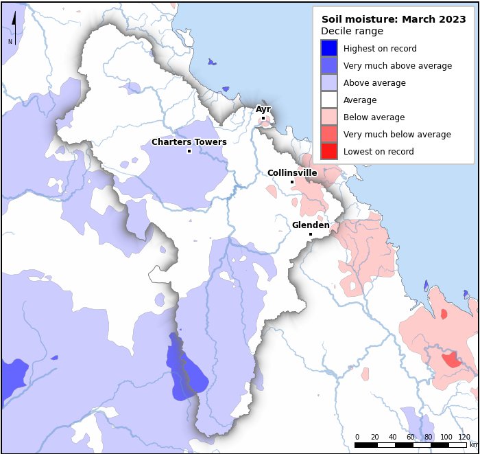 Soil moisture deciles: March 2023