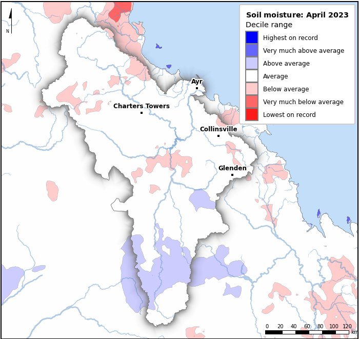 Soil moisture deciles: April 2023