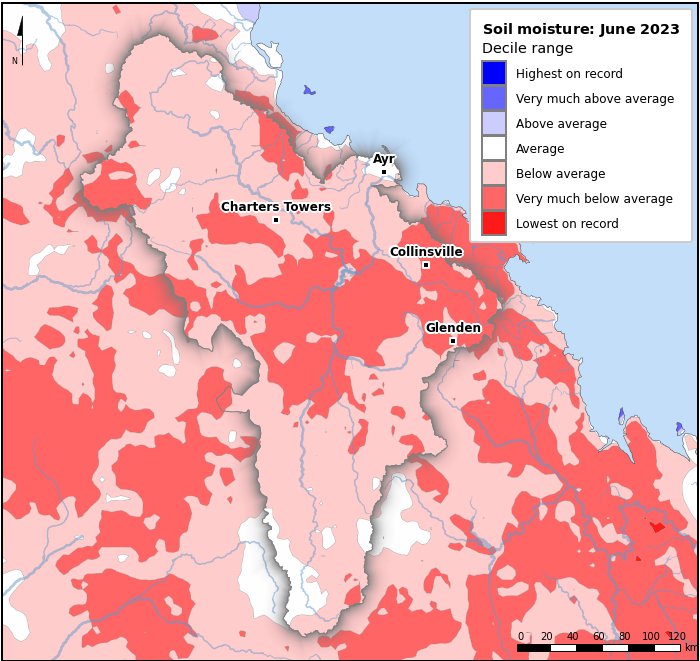 Soil moisture deciles: June 2023