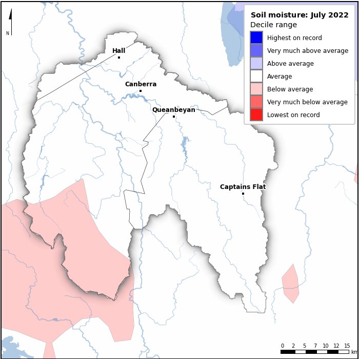 Soil moisture deciles: July 2022