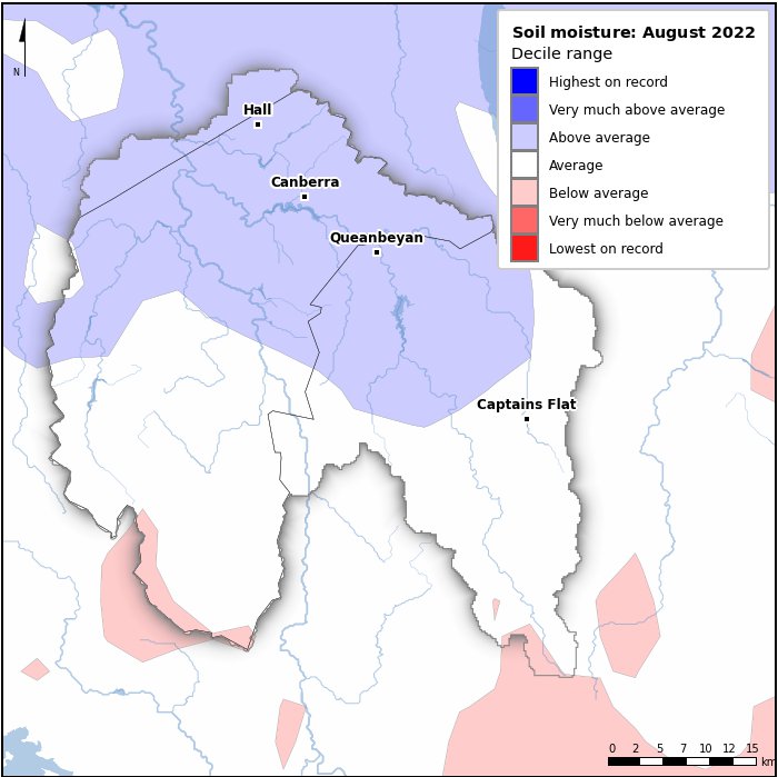Soil moisture deciles: August 2022