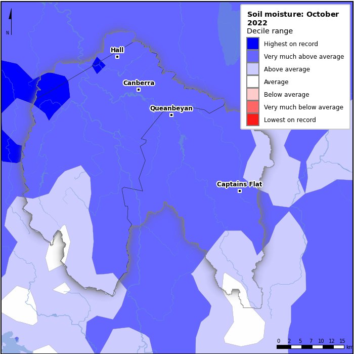 Soil moisture deciles: October 2022