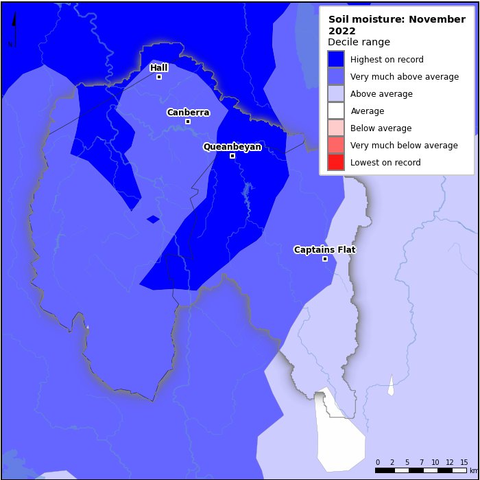 Soil moisture deciles: November 2022