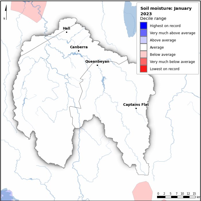 Soil moisture deciles: January 2023