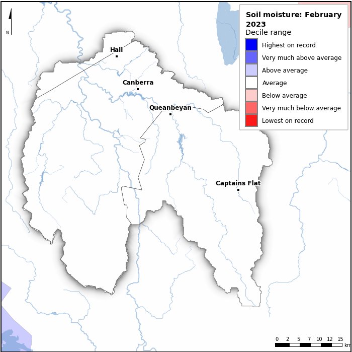 Soil moisture deciles: February 2023