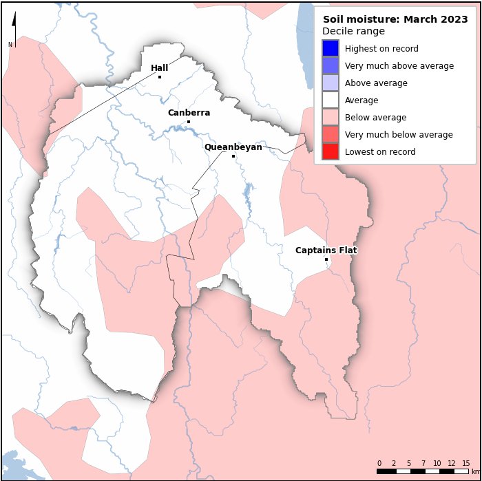 Soil moisture deciles: March 2023