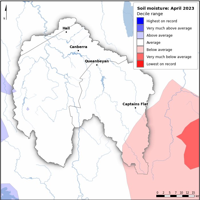 Soil moisture deciles: April 2023