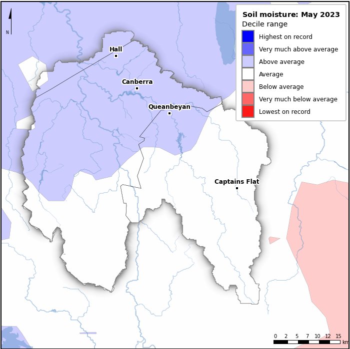 Soil moisture deciles: May 2023