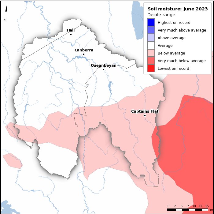 Soil moisture deciles: June 2023