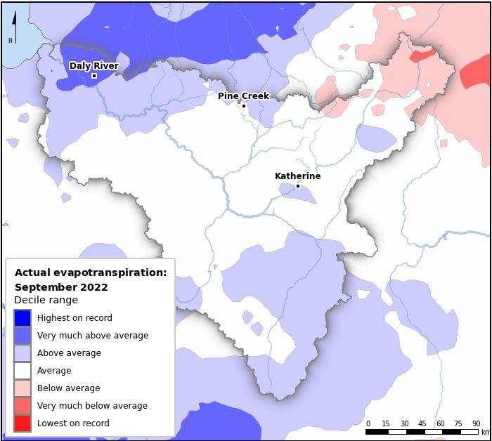 Actual evapotranspiration deciles: September 2022