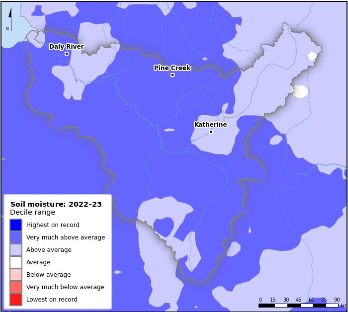 Soil moisture deciles: July 2022–June 2023