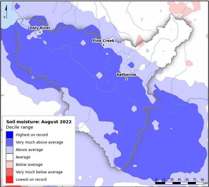 Soil moisture deciles: August 2022