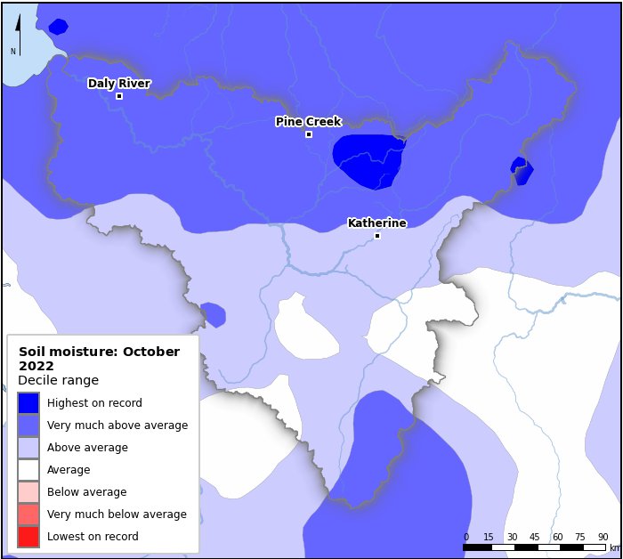 Soil moisture deciles: October 2022