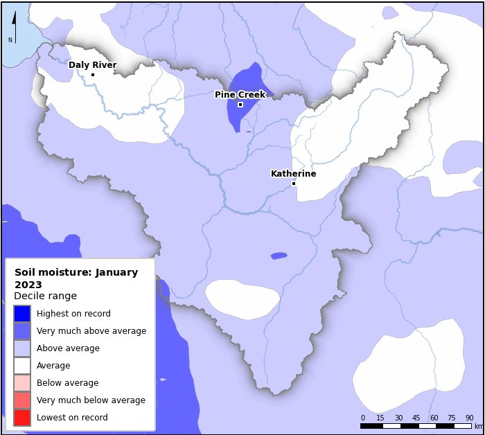 Soil moisture deciles: January 2023