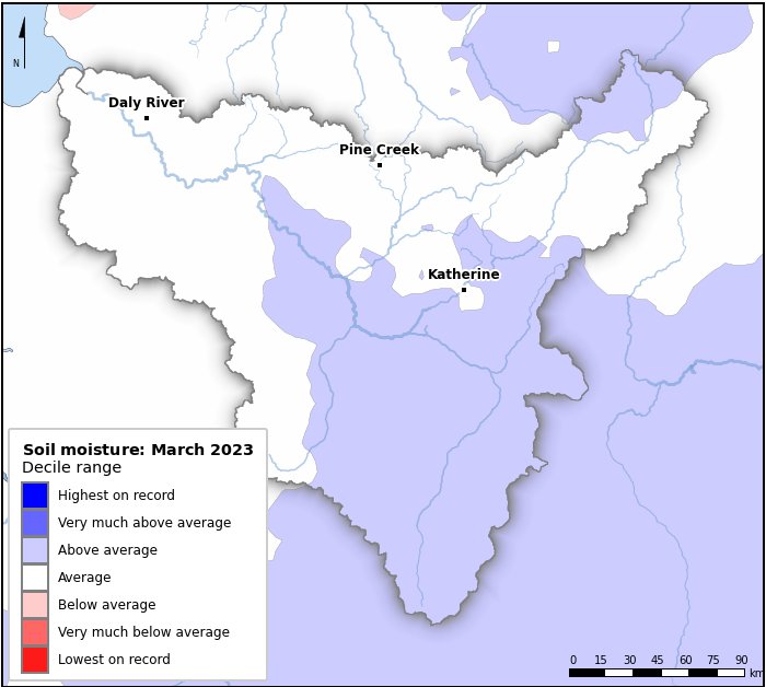 Soil moisture deciles: March 2023