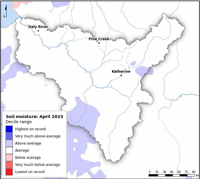 Soil moisture deciles: April 2023