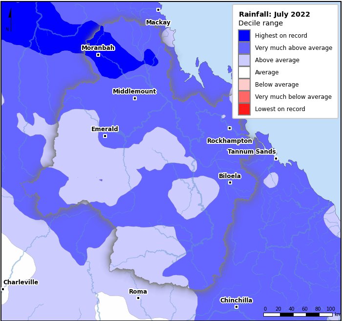 Rainfall deciles: July 2022