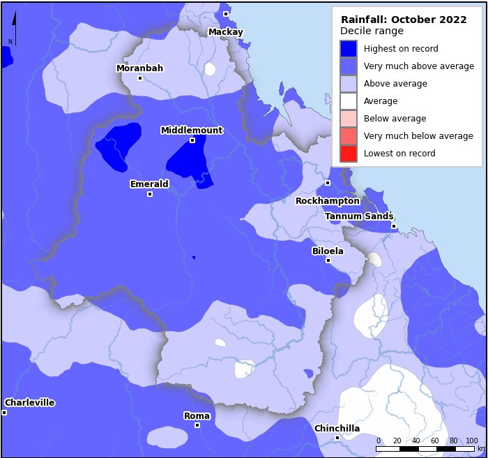 Rainfall deciles: October 2022
