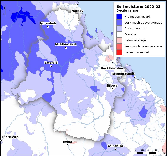 Soil moisture deciles: July 2022–June 2023