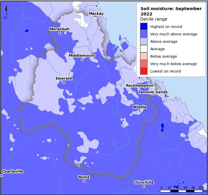 Soil moisture deciles: September 2022