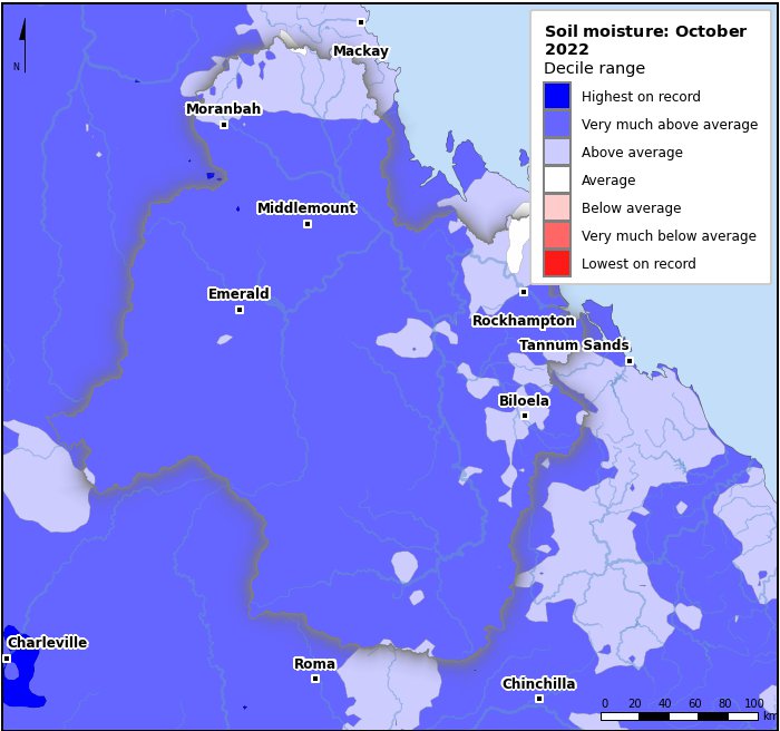 Soil moisture deciles: October 2022