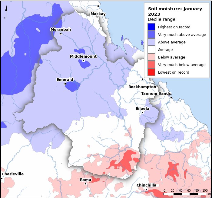 Soil moisture deciles: January 2023