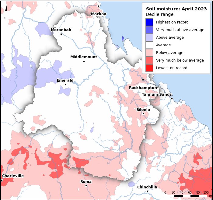 Soil moisture deciles: April 2023