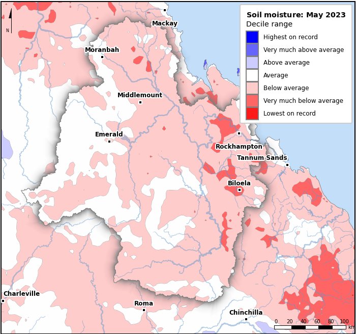 Soil moisture deciles: May 2023