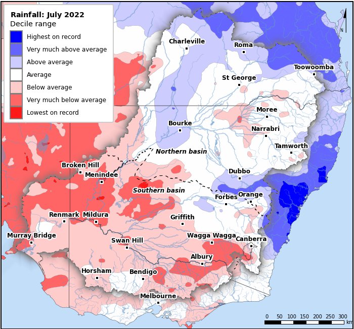 Rainfall deciles: July 2022