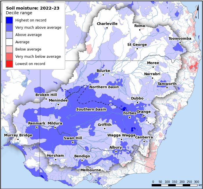 Soil moisture deciles: July 2022–June 2023